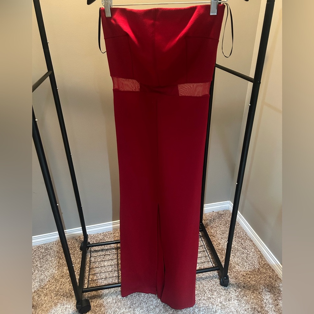 Elegant Strapless Red Dress, TFNC London, long stunning dress, Sz Mdn